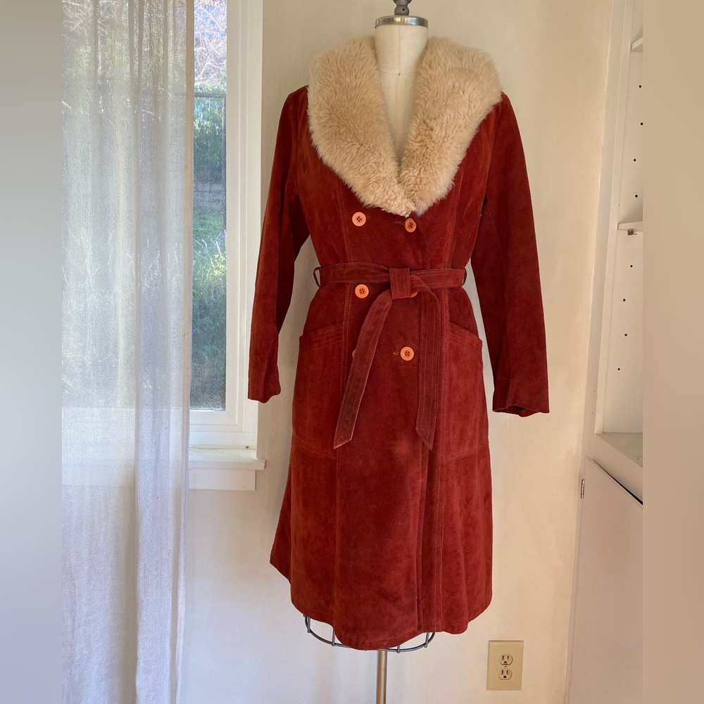 Penny Lane Suede Jacket with Fur Collar